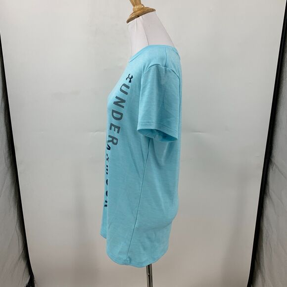 Under Armour Loose Tee Womens M Medium Blue Heatgear Short Sleeve Logo Shirt - Picture 5 of 14